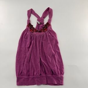 Free People Y2K Purple Halter Top Embroidered Women’s Small